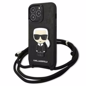 Karl Lagerfeld Leather Monogram Patch and Cord Iconik Ümbris jaoks iPhone 13 Pro / 13 - must