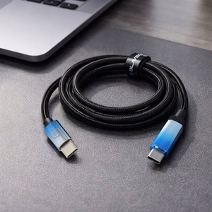 Blavec Kabel Velox pleciony - Typ C na Typ C - PD 240W 5A LED display 1,2 metra Apple CarPlay/Android Auto (CVE-CC5B12) black