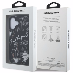 Karl Lagerfeld Grained Pattern & Logo MagSafe Ümbris for iPhone 16 - must