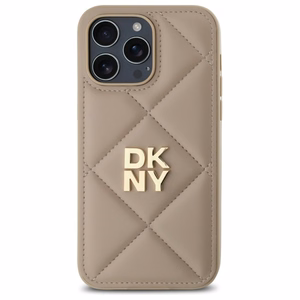 DKNY Quilted Stack Logo iPhone 14 Pro Ümbris - Beige