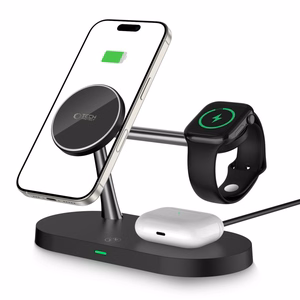 Tech-Protect A12 3in1 MagSafe Induktiivne Laadija jaoks Smartphone/Kõrvaklapid/Smartwatch - must
