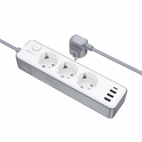 Borofone Power strip BAC9 - 3 pistikupesa 240V + 3xUSB + tüüp C - PD 20W 2 meetrit mustana