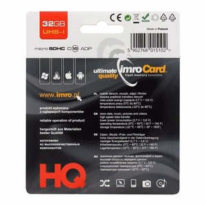 IMRO memory card microSD 32GB 100MB/s class 10 UHS I with adapter SD