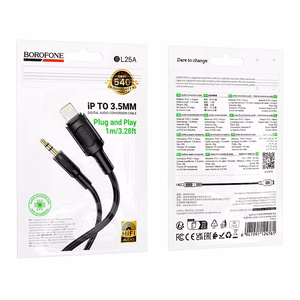 Borofone Kaabel AUX BL25 Nice - Lightning to jack 3,5mm - 1 metre must