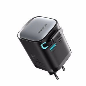 Joyroom JR-TCL02 65W USB-A USB-C GaN laadija koos built-in USB-C kaabel - must