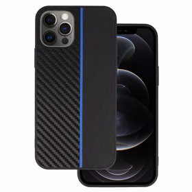 Tel Protect CARBON Ümbris jaoks Iphone 12 Pro Max Must with sinine stripe
