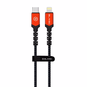 Blavec Kaabel Raptor braided - Type C to Lightning - PD 20W 2,4A 2 metres Apple CarPlay (CRA-CL24BR20) must-punane