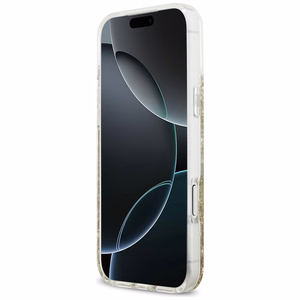 GUESS ümbris jaoks IPHONE 17 Pro Max compatible with MagSafe GUHMP17XRGRGED (Resin Bottom Glitter) kuldne