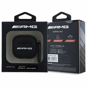 AMG Leather valge Logo Ümbris jaoks AirPods 4 - must / valge