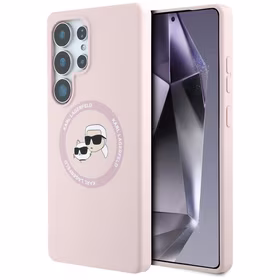 KARL LAGERFELD ümbris jaoks SAMSUNG S25 Ultra KLHMS25LSKCHTCP (Magnetic Silicone Double Heads) roosa