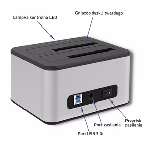 Qoltec 5316 HDD/SSD Dokkimisjaam 2x 2.5"/3.5" SATA USB 3.0 Kloonimine