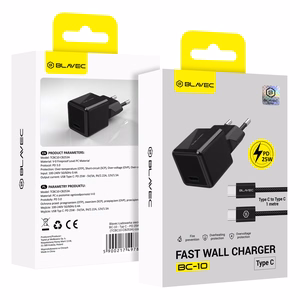 Blavec Wall charger BC-10 - Type C - PD 25W 3A with Type C to Type C cable (TCBC10-CB253A) black