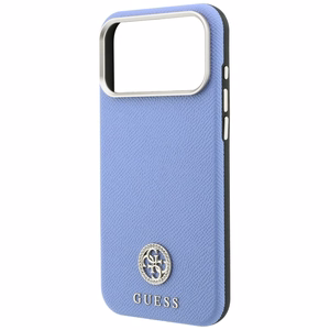 Guess Grained Round Strass Logo MagSafe ümbris iPhone 18 Pro Max / 17 Pro Max – sinine