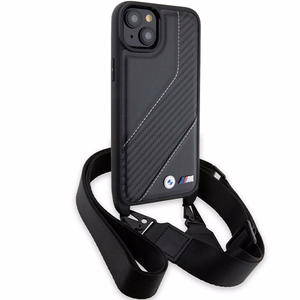 BMW M Edition Carbon Stripe & Strap ümbris jaoks iPhone 15 Plus / 14 Plus - must