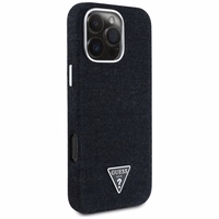 Guess Denim Triangle Logo MagSafe ümbris jaoks iPhone 16 Pro - must
