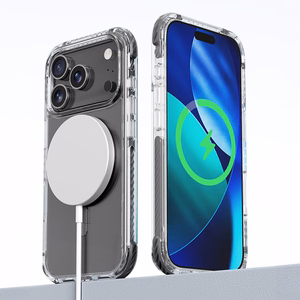 Rock Crystal Clear Magnetic Series Ümbris jaoks Iphone 17 Pro läbipaistev-must