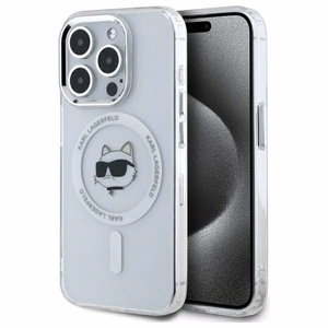 Karl Lagerfeld IML Metal Choupette Head MagSafe iPhone 15 Pro Ümbris - valge