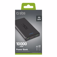 Powerbank SBS TTBB10000FASTPD20K 10000 mAh 20W koos Power Delivery'iga - must