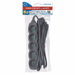 Esperanza ELK208K – siseruumi pikendusjuhe 5 pistikupesaga, 3 m, must