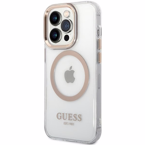 Guess Metal Outline MagSafe ümbris jaoks iPhone 15 Pro - kuldne