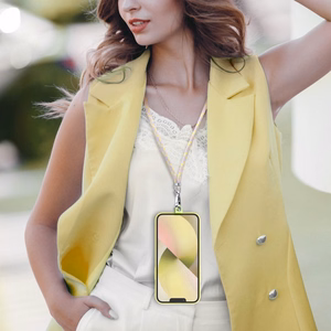 SWING (6mm) Phone lanyard, Phone pendant with adjustable length / cord length 165cm (max 82.5cm in the loop) / on the shoulder or neck - hall-kollane