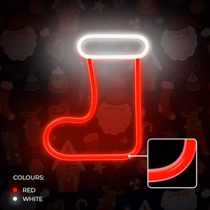 Neon LED CHRISTMAS SOCK valge punane FLNE23 Forever Light