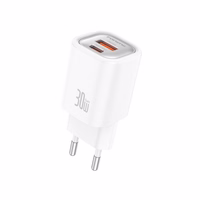 FONENG seinalaadija EU71 PD 30W 1xUSB-C + 1xUSB QC3.0 + kaabel USB-C - USB-C valge