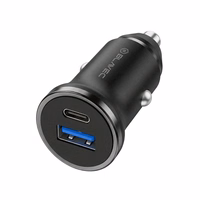 Blavec Autolaadija BS-01B-C Road - USB + Type C - QC 3.0 18W PD 20W koos Type C to Type C cable (CCBS01BCR-UCB) must