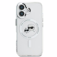 Karl Lagerfeld IML Metal Karl&Choupette Head MagSafe Ümbris jaoks iPhone 16 Plus - valge