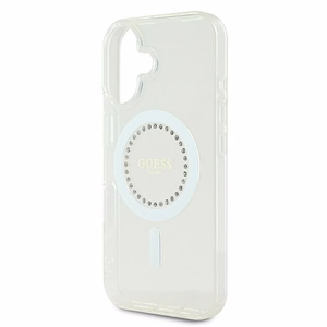 Guess IML Rhinestones MagSafe Ümbris jaoks iPhone 16 Plus - valge