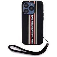 Karl Lagerfeld Saffiano Athleisure Stripes Cord iPhone 15 Pro Max Ümbris - Punane