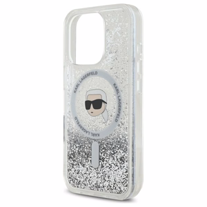 Karl Lagerfeld Liquid Glitter Karl Head Magsafe Ümbris jaoks iPhone 16 Pro - Clear