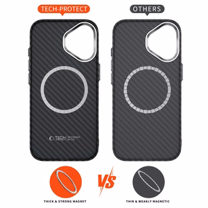 Tech-Protect Ion Carbon MagSafe ümbris jaoks iPhone 17 - must and hõbedane