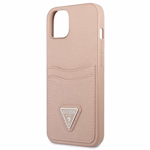 Guess GUHCP13SPSATPP iPhone 13 mini 5,4 "roosa / roosa hardcase SaffianoTriangle Logo Cardslot