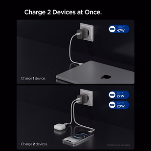 Spigen Essential EE472EU-GAN 2 pordiga 47 W seinalaadija – tumehall