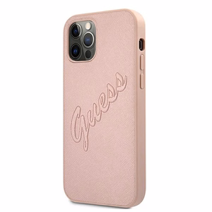Guess GUHCP12LRSAVSRG iPhone 12 Pro Max 6.7" roosa/roosa kõvakott Saffiano Vintage Script