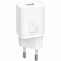 Laadija Baseus Super Si 25W USB-C + USB-C to USB-C kaabel 1.0m valge TZCCSUP-L02