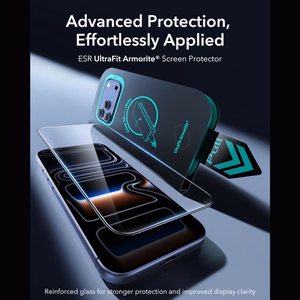 ESR UltraFit Armorite 2 karastatud klaasi komplekt mudelitele iPhone 18 Pro / 17 Pro, must