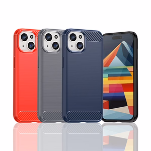 Flexible Carbon Ümbris with a carbon pattern jaoks iPhone 15 - sinine