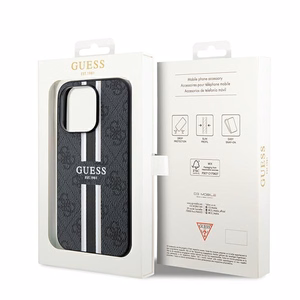 Guess 4G Printed Stripes MagSafe чехол для iPhone 15 Pro Max - чёрный