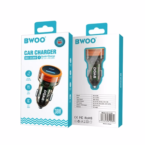 BWOO PD autolaadija 1x USB-C - USB-A port 38W läbipaistev
