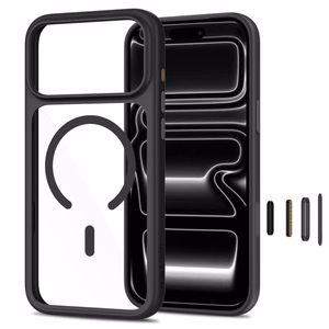Tech-Protect MagOne CC MagSafe ümbris 2 karastatud klaasiga mudelitele iPhone 18 Pro Max / 17 Pro Max, läbipaistev must
