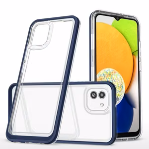 Läbipaistev 3in1 ümbris Samsung Galaxy A03 silikoonist kate koos raamiga sinine