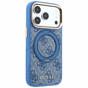 Guess 4G Classic Logo ümbris seadmele iPhone 18 Pro Max / 17 Pro Max, 360° rõngastoega, MagSafe-ühilduv – sinine