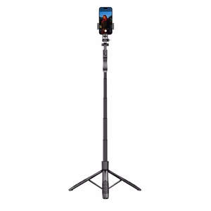 Crong SelfieGo Ultra alumiiniumist Bluetooth-selfipulk ja statiiv, must