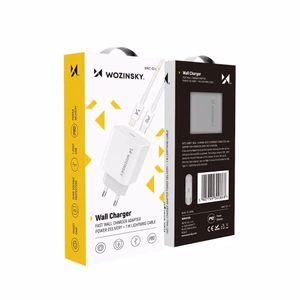 Laadija Wozinsky Quick Charge, valge PD 20W + Type-C / Lightning valge kaabel 100cm