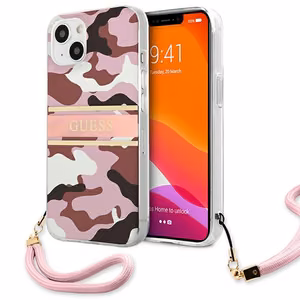Guess GUHCP13SKCABPI iPhone 13 mini 5.4" roosa/roosa kõvakott Camo Strap Collection