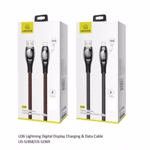USB kaabel USAMS SJ369 - U36 must Lightning 200cm (digitaalne laadimisdisplei)