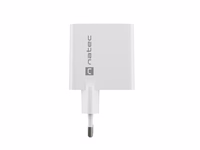 NATEC RIBERA GAN CHARGER 1x USB-A + 1x USB-C 65W valge