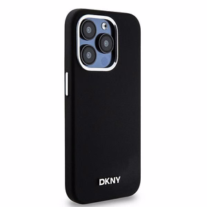 DKNY DKHMP15LSMCHLK iPhone 15 Pro 6.1"must ümbris Liquid Silicone Small Metal Logo MagSafe